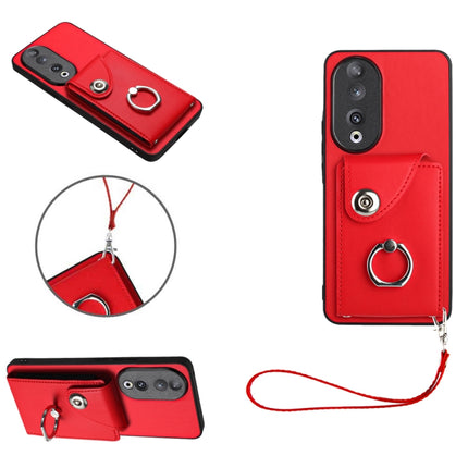 Organ Card Bag Ring Holder PU Phone Case with Lanyard, For Honor 90, For Honor X8a, For Honor X9a/Magic5 Lite