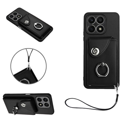 Organ Card Bag Ring Holder PU Phone Case with Lanyard, For Honor 90, For Honor X8a, For Honor X9a/Magic5 Lite