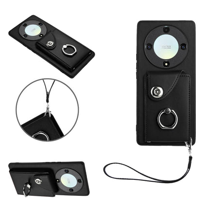 Organ Card Bag Ring Holder PU Phone Case with Lanyard, For Honor 90, For Honor X8a, For Honor X9a/Magic5 Lite