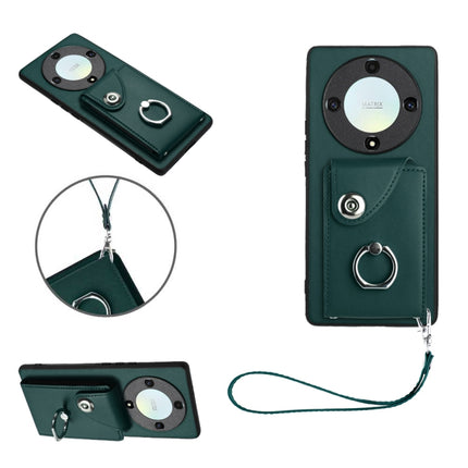 Organ Card Bag Ring Holder PU Phone Case with Lanyard, For Honor 90, For Honor X8a, For Honor X9a/Magic5 Lite