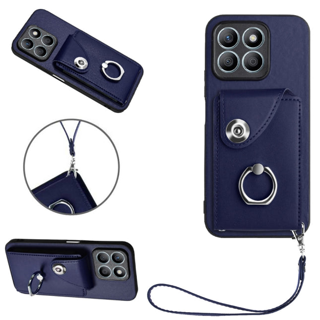 Organ Card Bag Ring Holder PU Phone Case with Lanyard, For Honor X8b 4G Global, For Honor X9b / Magic6 Lite, For Honor X6a Global, For Honor 90 Lite/X50i