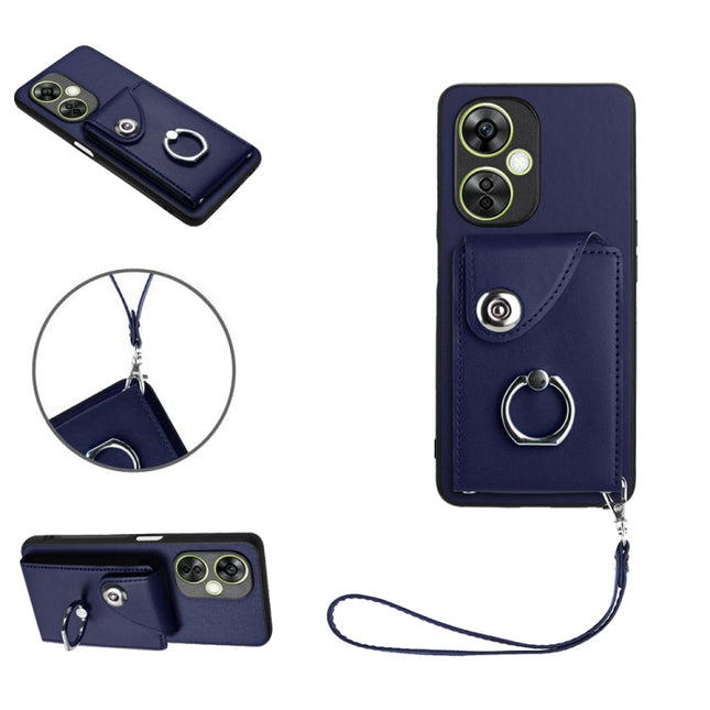 Organ Card Bag Ring Holder PU Phone Case with Lanyard, For OnePlus Nord CE 3 Lite