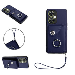 Organ Card Bag Ring Holder PU Phone Case with Lanyard, For OnePlus Nord CE 3 Lite