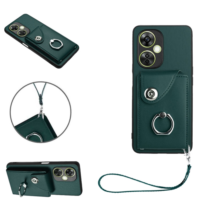 Organ Card Bag Ring Holder PU Phone Case with Lanyard, For OnePlus Nord CE 3 Lite