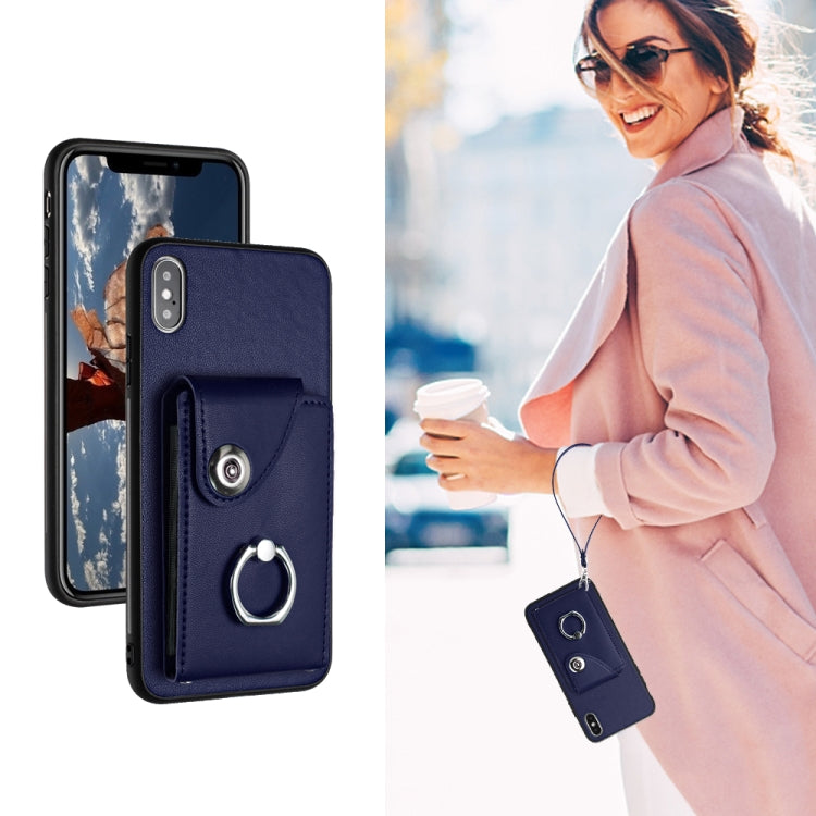 Organ Card Bag Ring Holder PU Phone Case with Lanyard