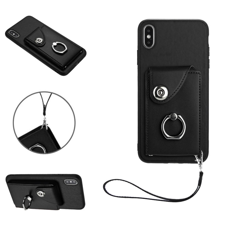 Organ Card Bag Ring Holder PU Phone Case with Lanyard