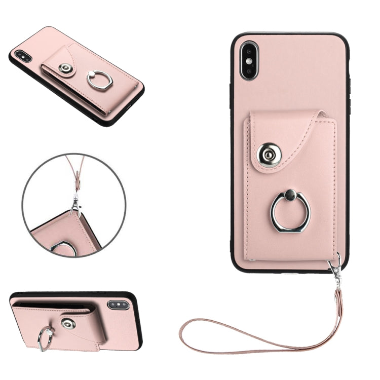 Organ Card Bag Ring Holder PU Phone Case with Lanyard
