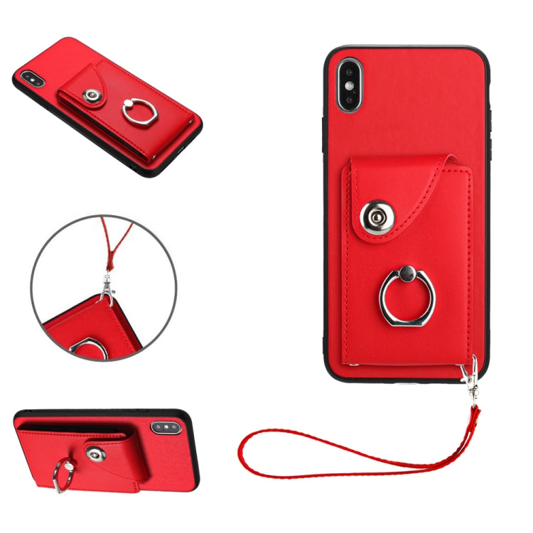 Organ Card Bag Ring Holder PU Phone Case with Lanyard