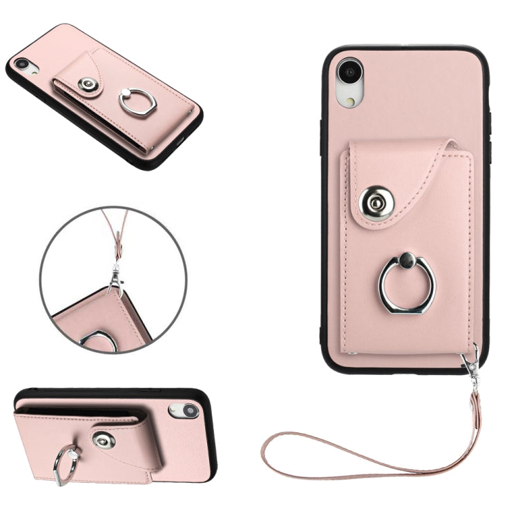 Organ Card Bag Ring Holder PU Phone Case with Lanyard