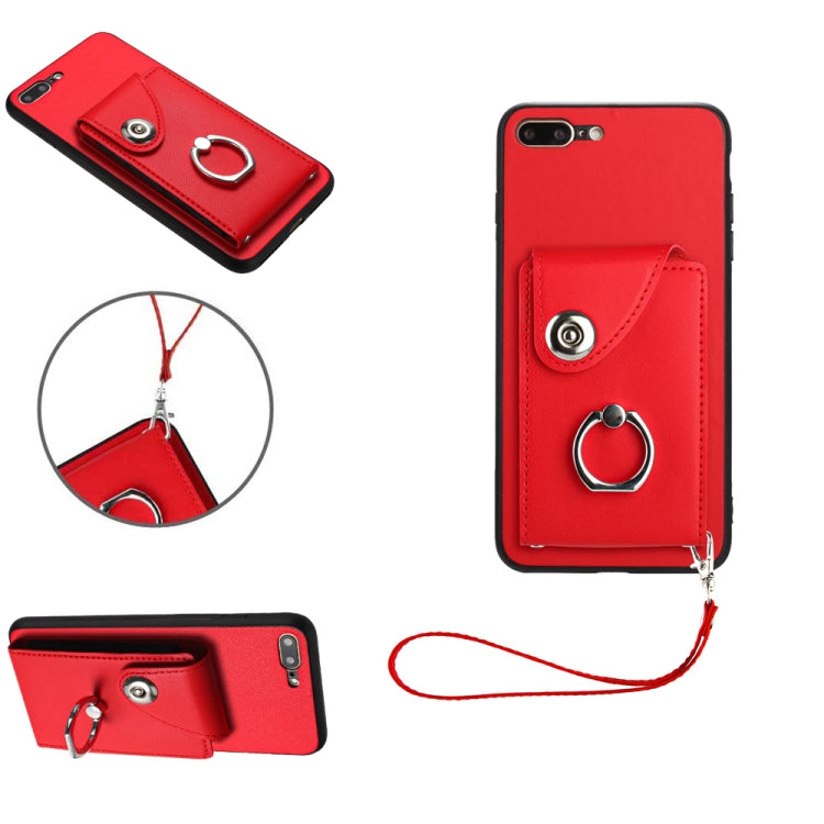 Organ Card Bag Ring Holder PU Phone Case with Lanyard
