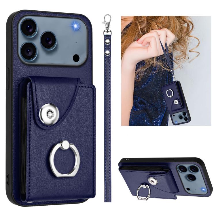 Organ Card Bag Ring Holder PU Phone Case with Lanyard
