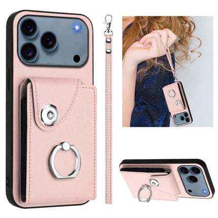 Organ Card Bag Ring Holder PU Phone Case with Lanyard