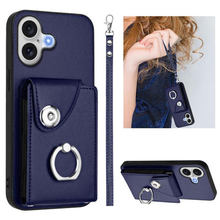 Organ Card Bag Ring Holder PU Phone Case with Lanyard