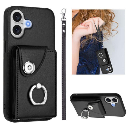 Organ Card Bag Ring Holder PU Phone Case with Lanyard