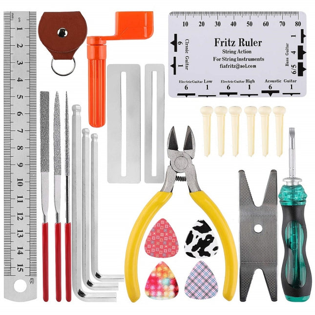 Guitar Repair Tool Set, File Wrench, Chord Cut And Winder, Frets Polishing, Guitar Repair Kit