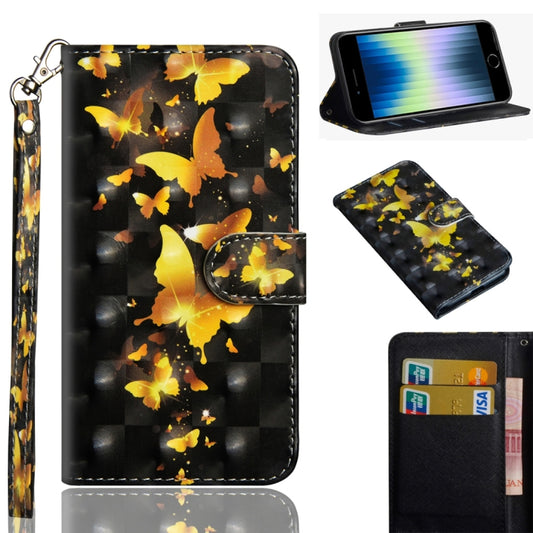 Funda de piel sintética y TPU con tapa horizontal con diseño de pintura en 3D, con soporte, ranuras para tarjetas, billetera y cordón, para iPhone SE 2022/SE 2020/8/7