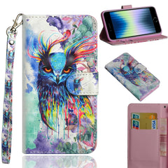 3D Painting Pattern Horizontal Flip TPU + PU Leather Case with Holder & Card Slots & Wallet & Lanyard, For iPhone SE 2022 / SE 2020 / 8 / 7