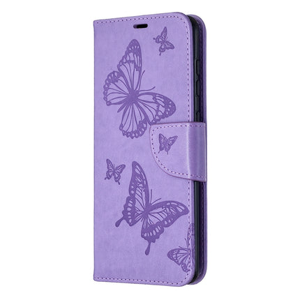 Embossing Two Butterflies Pattern Horizontal Flip PU Leather Case with Holder & Card Slot & Wallet & Lanyard, For Samsung Galaxy A21s
