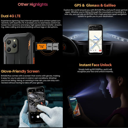 Blackview BV5300 Plus, IP68/IP69K/MIL-STD-810H, 6,1 pulgadas, Android 13, MediaTek Helio G72 Octa Core, Red: 4G, OTG, BV5300 Plus, 8 GB + 128 GB