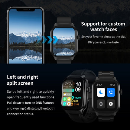 2.01 inch Leather Strap Bluetooth Call Smart Watch Support Heart Rate Monitoring / Non-invasive Blood Sugar, Leather Strap Black, Leather Strap Brown