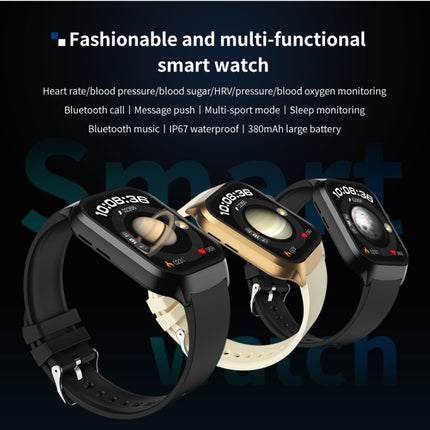2.01 inch Silicone Strap Bluetooth Call Smart Watch Support Heart Rate Monitoring / Non-invasive Blood Sugar, Silicone Strap Black, Silicone Strap Light Yellow