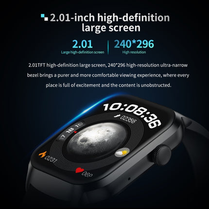 2.01 inch Silicone Strap Bluetooth Call Smart Watch Support Heart Rate Monitoring / Non-invasive Blood Sugar, Silicone Strap Black, Silicone Strap Light Yellow
