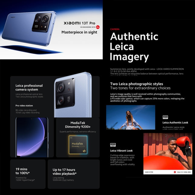 Xiaomi 13T Pro Global, 6.67 inch MIUI 14 MediaTek Dimensity 9200+ Octa Core 3.35GHz, NFC, Network: 5G, Leica Lens