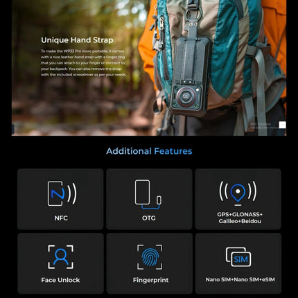 Oukitel WP33 Pro, IP68/IP69K, Fingerabdruckerkennung, 22000 mAh, 6,6 Zoll MediaTek Dimensity 6100+ Octa-Core, NFC, OTG, Netzwerk: 5G, WP33 Pro 8 GB + 256 GB