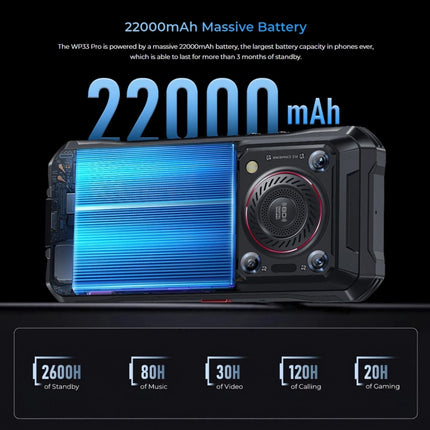 Oukitel WP33 Pro, IP68/IP69K, Fingerabdruckerkennung, 22000 mAh, 6,6 Zoll MediaTek Dimensity 6100+ Octa-Core, NFC, OTG, Netzwerk: 5G, WP33 Pro 8 GB + 256 GB