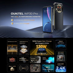 Oukitel WP30 Pro 5G, IP68/IP69K, 108MP Camera, 11000mAh, 6.78 inch + 1.8 inch MediaTek Dimensity 8050 Octa-core 3.0GHz, NFC, OTG, Network: 5G, WP30 Pro 5G 12GB+512GB