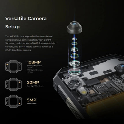 Oukitel WP30 Pro 5G, IP68/IP69K, 108MP Kamera, 11000mAh, 6,78 Zoll + 1,8 Zoll MediaTek Dimensity 8050 Octa-Core 3,0GHz, NFC, OTG, Netzwerk: 5G, WP30 Pro 5G 12GB+512GB