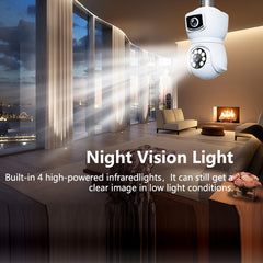 DP41 Bulb-type Dual-lens Motion Tracking Smart Camera Supports Voice Intercom, DP41 (White), DP41 (Black)