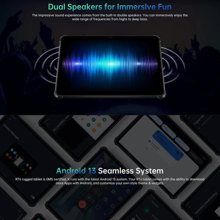 OUKITEL RT6 4G-Netzwerk IP68/IP69K Robustes Tablet, 10,1 Zoll Android 13 MediaTek MT8788 Octa Core unterstützt Dual-SIM, EU-Stecker, RT6 8 GB + 256 GB