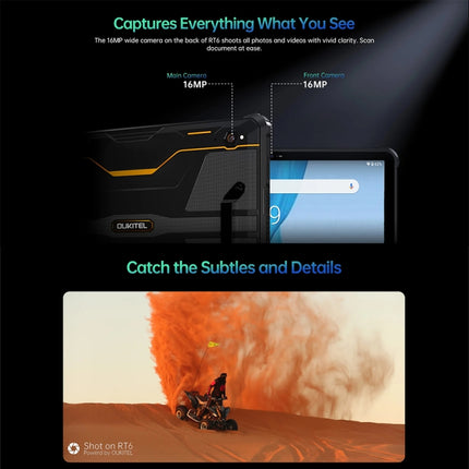 OUKITEL RT6 4G-Netzwerk IP68/IP69K Robustes Tablet, 10,1 Zoll Android 13 MediaTek MT8788 Octa Core unterstützt Dual-SIM, EU-Stecker, RT6 8 GB + 256 GB