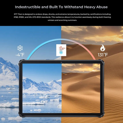 OUKITEL RT7 TITAN 5G Netzwerk IP68/IP69K Robustes Tablet, 10,1 Zoll Android 13 MediaTek Dimensity 720 Octa Core Unterstützt Dual-SIM, EU-Stecker, RT7 5G 12GB+256GB