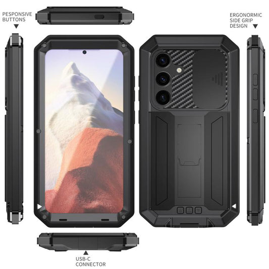 R-JUST Sliding Camera Life Waterproof Holder Phone Case, For Samsung Galaxy S25 5G, For Samsung Galaxy S25+ 5G, For Samsung Galaxy S25 Ultra 5G, For Samsung Galaxy S24 Ultra 5G, For Samsung Galaxy S24+ 5G, For Samsung Galaxy S24 5G