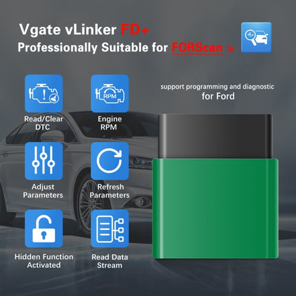 Vgate VLINKER FD + V2.2 Bluetooth 4.0 Car OBD Fault Diagnosis Detector, FD + V2.2 Bluetooth 4.0