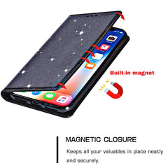 Ultrathin Glitter Magnetic Horizontal Flip Leather Case with Holder & Card Slots, For iPhone 11 Pro Max, For iPhone X / XS, For iPhone XS Max, For iPhone XR