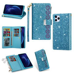 Multi-card Slots Starry Sky Laser Carving Glitter Zipper Horizontal Flip Leather Case with Holder & Wallet & Lanyard, For iPhone 11 Pro Max, For iPhone 11 Pro, For iPhone 11, For iPhone XS Max, For iPhone XR, For iPhone X / XS