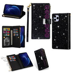 Multi-card Slots Starry Sky Laser Carving Glitter Zipper Horizontal Flip Leather Case with Holder & Wallet & Lanyard, For iPhone 11 Pro Max, For iPhone 11 Pro, For iPhone 11, For iPhone XS Max, For iPhone XR, For iPhone X / XS