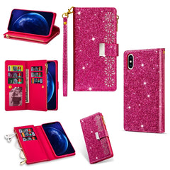 Multi-card Slots Starry Sky Laser Carving Glitter Zipper Horizontal Flip Leather Case with Holder & Wallet & Lanyard, For iPhone 11 Pro Max, For iPhone 11 Pro, For iPhone 11, For iPhone XS Max, For iPhone XR, For iPhone X / XS