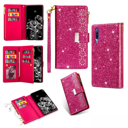 Multi-card Slots Starry Sky Laser Carving Glitter Zipper Horizontal Flip Leather Case with Holder & Wallet & Lanyard, For Xiaomi Redmi K30 Pro, For Xiaomi Mi 9 / Mi 9 Explorer, For Xiaomi Mi CC9 Pro, For Xiaomi Note 10 Pro