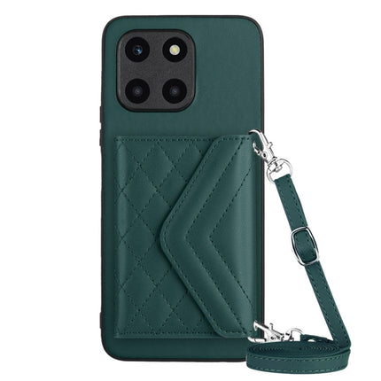 Rhombic Texture Card Bag RFID Phone Case with Long Lanyard, For Honor X9b / Magic6 Lite, For Honor X6a, For Honor 90, For Honor X50i
