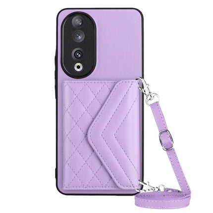 Rhombic Texture Card Bag RFID Phone Case with Long Lanyard, For Honor X9b / Magic6 Lite, For Honor X6a, For Honor 90, For Honor X50i