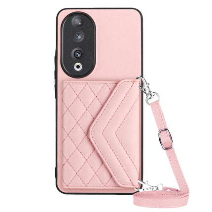 Rhombic Texture Card Bag RFID Phone Case with Long Lanyard, For Honor X9b / Magic6 Lite, For Honor X6a, For Honor 90, For Honor X50i