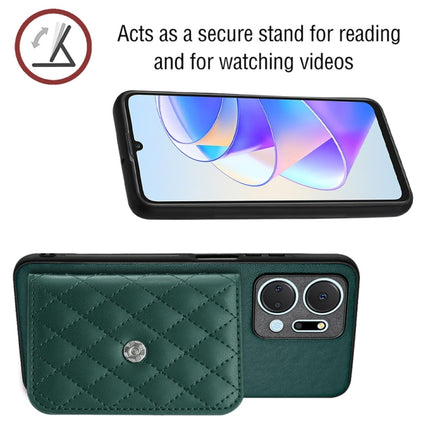 Rhombic Texture Card Bag RFID Phone Case with Long Lanyard, For Honor X7a / Play 7T, For Honor X8a, For Honor X9a / Magic5 Lite