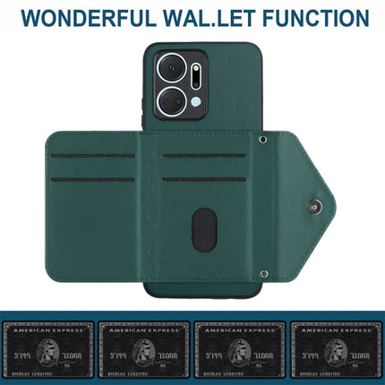 Rhombic Texture Card Bag RFID Phone Case with Long Lanyard, For Honor X7a / Play 7T, For Honor X8a, For Honor X9a / Magic5 Lite