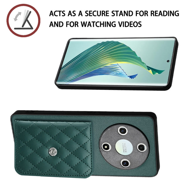 Rhombic Texture Card Bag RFID Phone Case with Long Lanyard, For Honor X9b / Magic6 Lite, For Honor X6a, For Honor 90, For Honor X50i