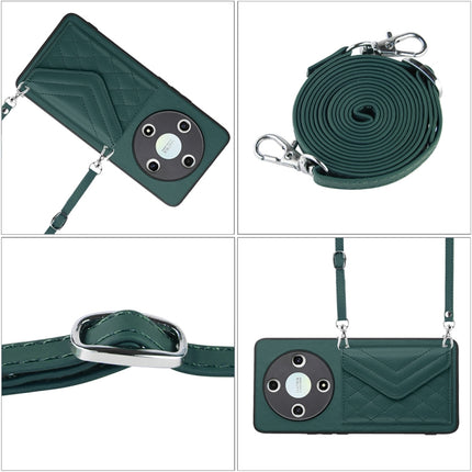Rhombic Texture Card Bag RFID Phone Case with Long Lanyard, For Honor X9b / Magic6 Lite, For Honor X6a, For Honor 90, For Honor X50i