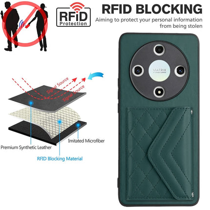 Rhombic Texture Card Bag RFID Phone Case with Long Lanyard, For Honor X9b / Magic6 Lite, For Honor X6a, For Honor 90, For Honor X50i